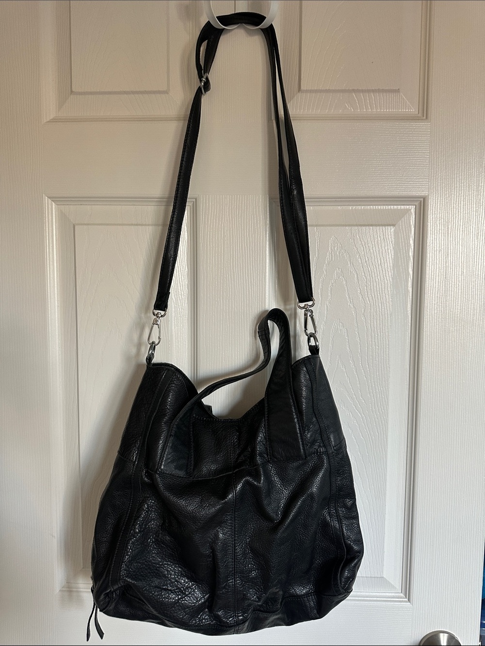 Topshop Black Pebbled Leather Slouchy Hobo Bag Large Shoulder Crossbody Tote